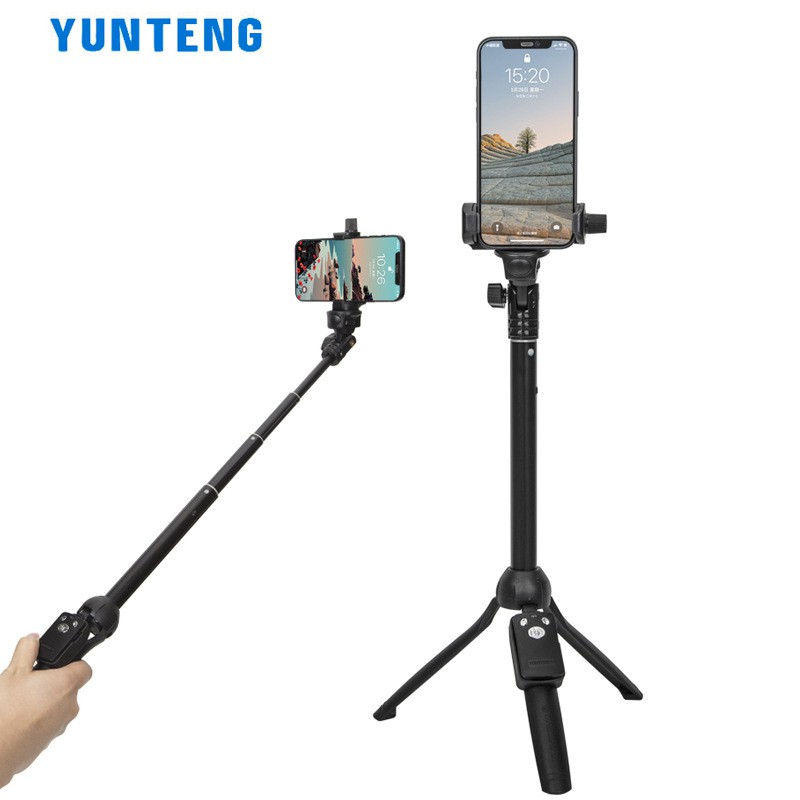 ◕Điện thoại di động Yunteng 888 gậy tự sướng bluetooth gậy tự sướng hợp kim nhôm kính thiên văn cực điều khiển từ xa chụ