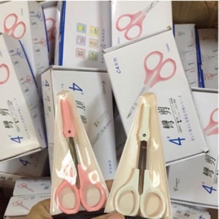 Kéo cắt lông mi/ lông màyt màu hồng thép chống gỉ cao cấp chuyên dùng cho makeup