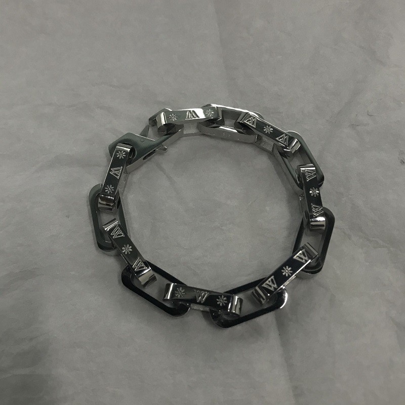 Vòng tay thép titan màu bạc phong cách hip hop chất lượng cao cho nam và nữ