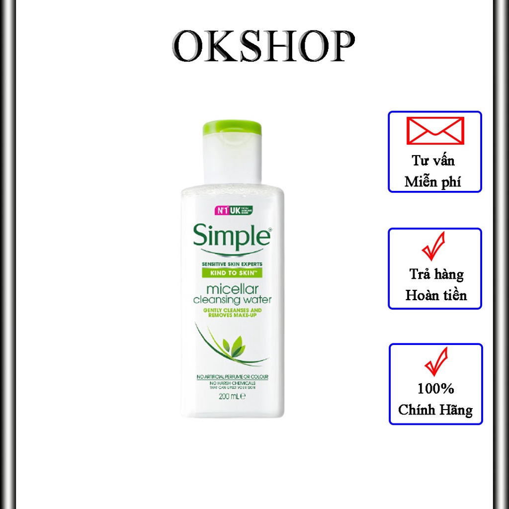 Nước Tẩy Trang Kiềm Dầu Simple Kind To Skin Micellar Cleansing Water 200ml NTT01