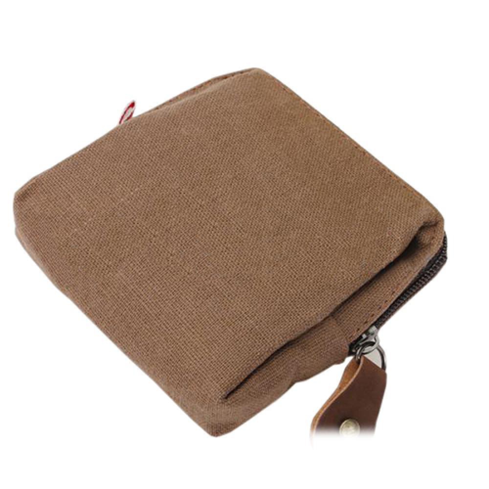 Túi tiền xu chất liệu vải canvas có khóa kéo phong cách retro dễ thương