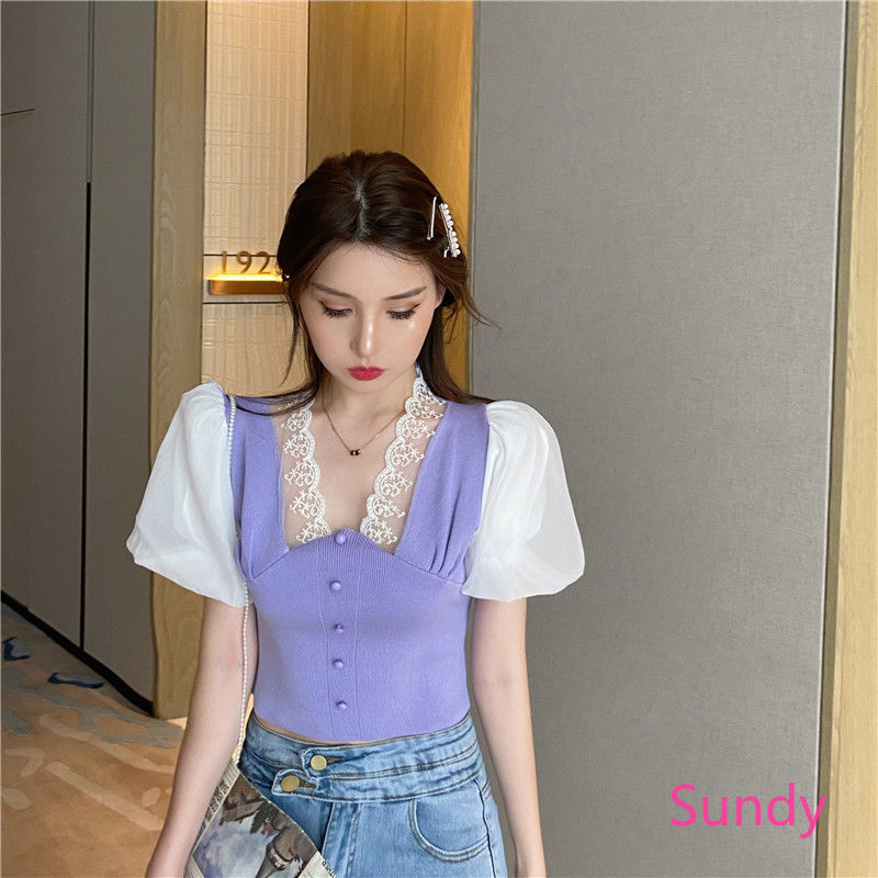 Áo croptop tay ngắn thời trang mùa hè dễ thương cho nữ