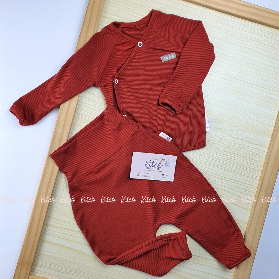 COOKIE Bộ dài tay cài chéo quần cạp bo