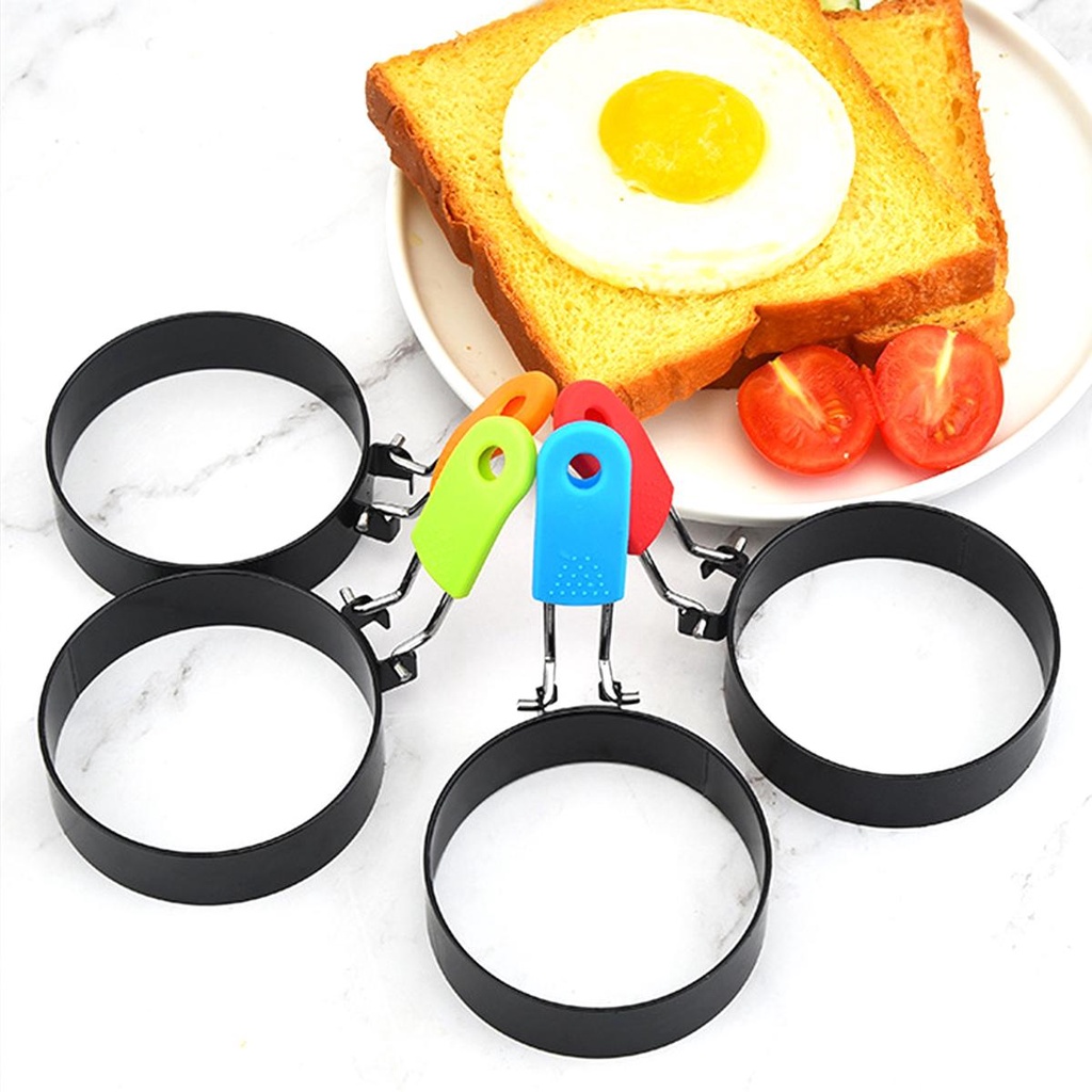 Khuôn Chiên Trứng Chống Dính Bằng Thép Không Gỉ Với Tay Cầm Silicone
