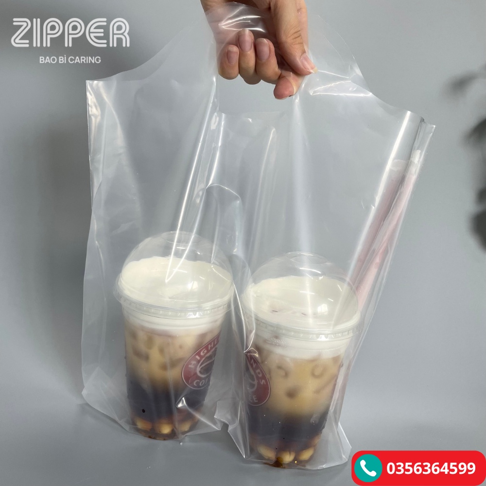 1KG Túi 2 cốc có vách ngăn đựng cafe trà sữa mang về