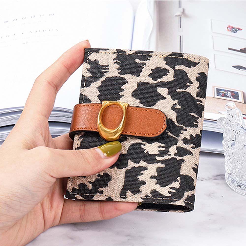 QQMALL Ví Da PU Nhiều Ngăn Đựng Thẻ Phong Cách Retro Cho Nữ Giá Đỡ