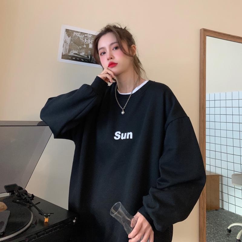 【ZHELIHANGFEI】Áo Thun Tay Dài Form Rộng Họa Tiết In Dễ Phối Đồ