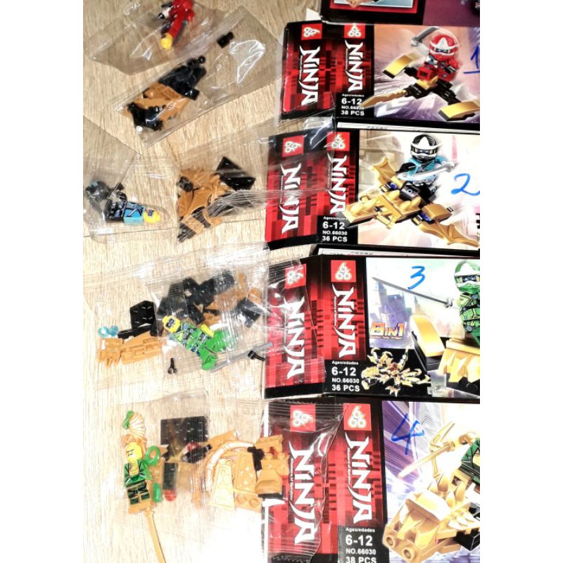 Lắp ráp 1 hộp LegoNinja Rồng Vàng 66030 có nhiều chi tiết bằng nhựa