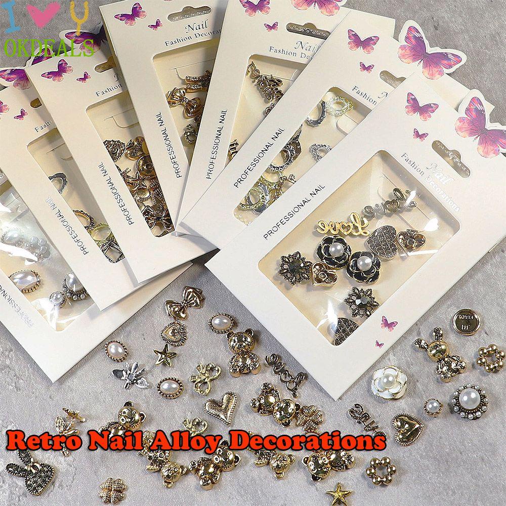 Bộ 10 Khung Ảnh Trang Trí Móng Tay Hình Ngôi Sao Năm Cánh/ Trái Tim/ Chữ Cái Bằng Hợp Kim