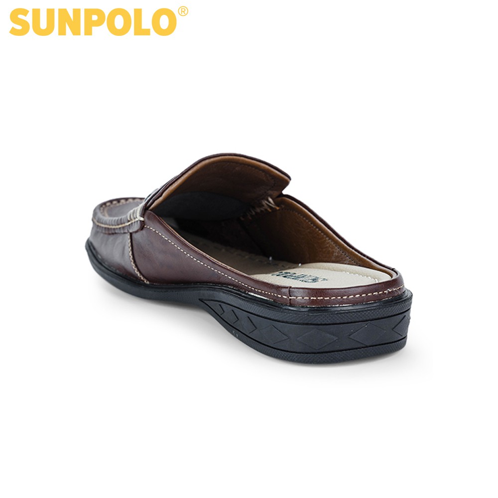 Giày sục dép nam Da bò cao cấp SUNPOLO đi làm công sở, đi chơi Màu Đen/Nâu - SUSP002DN