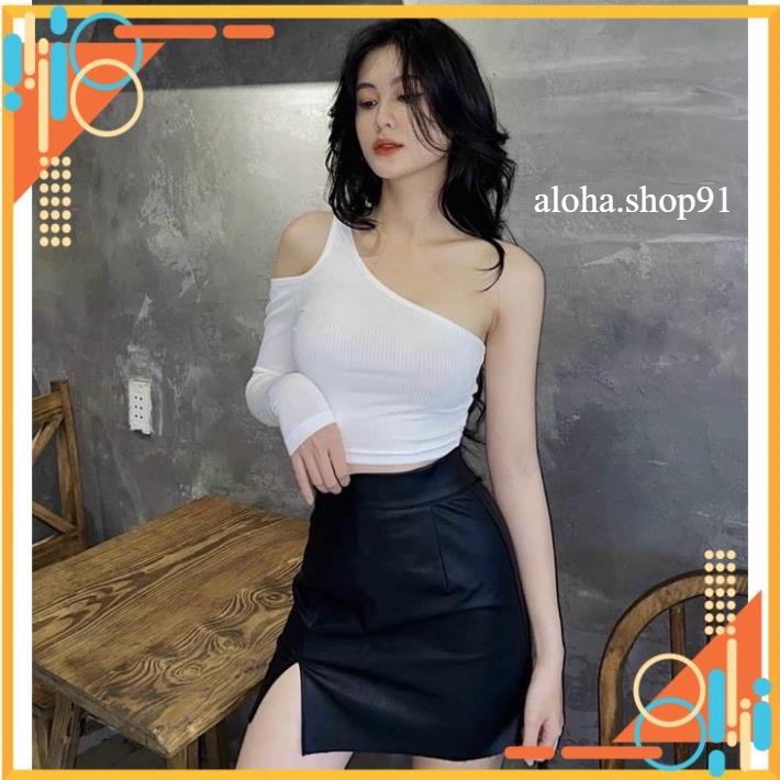 [Thế Giới Coptop] Áo Croptop Lệch Vai Tay Dài Sexy VKV [Hàng Đẹp]