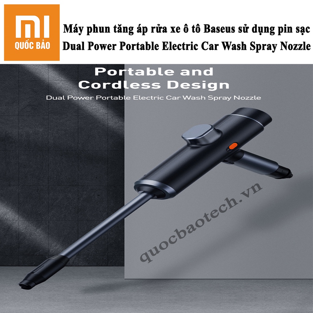 Máy rửa xe dùng pin Baseus Dual Power Portable Electric Car Wash Spray Nozzle- Tiện lợi, mạnh mẽ