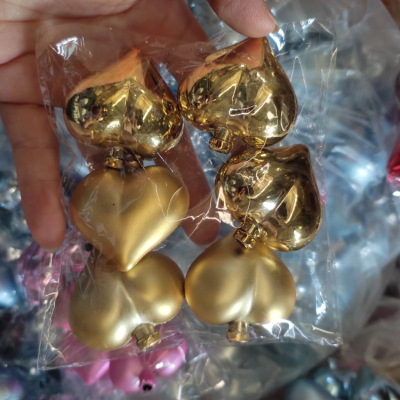 Set 6 tim nhựa trang trí bánh kem, bi nhựa hình trái tim