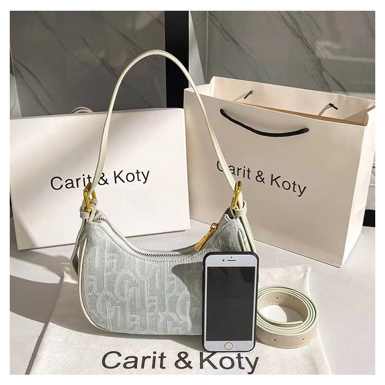 Túi xách đeo vai đơn canvas da PU phong cách Hong Kong retro thời trang thu hè 2022 mới dành cho nữ