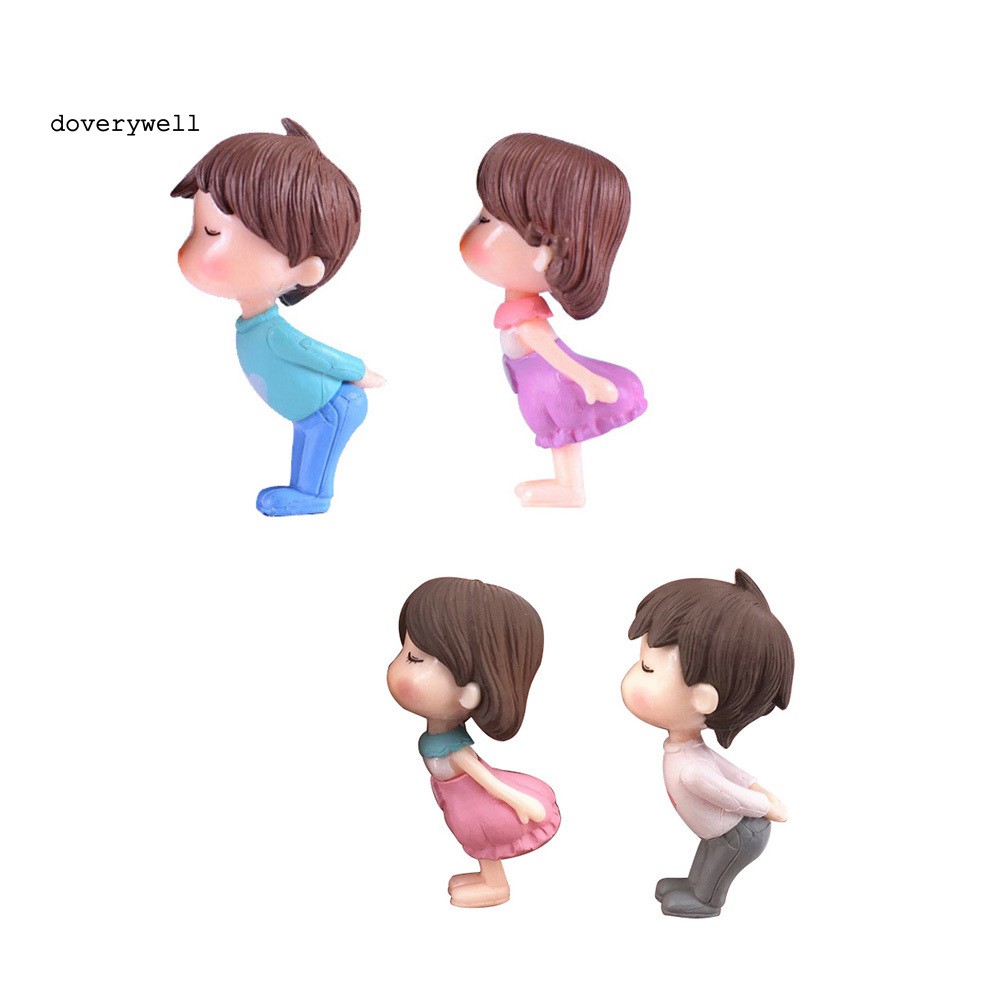 2 Mô hình bé trai và bé gái hôn nhau mini trang trí phong cảnh tiện dụng