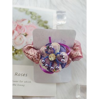 Cột tóc nữ Scrunchie vải voan hoa đính đá nữ tính
