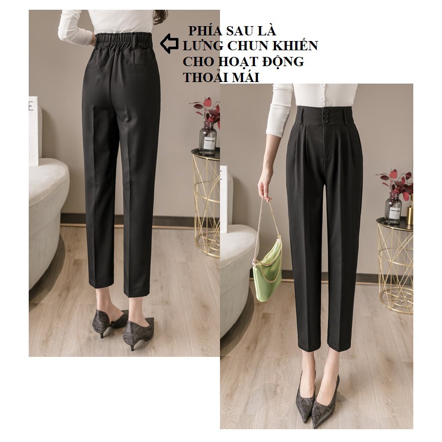 Quần Baggy Lưng Cao 3 Cúc cao 8cm, Phom rộng Có Big Size 86Kg, Lưng Thun Đằng  thoải mái, Chất Vải Tuyết Mưa Đẹp