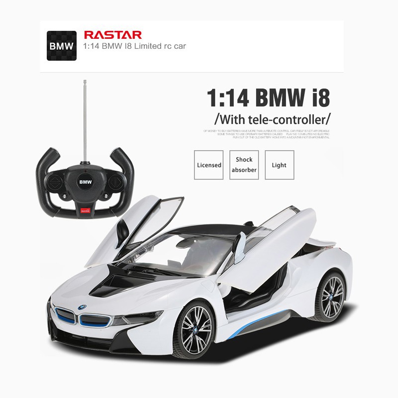 Xe điều khiển BMW i8 mở cửa bằng điều khiển trắng RASTAR R71000