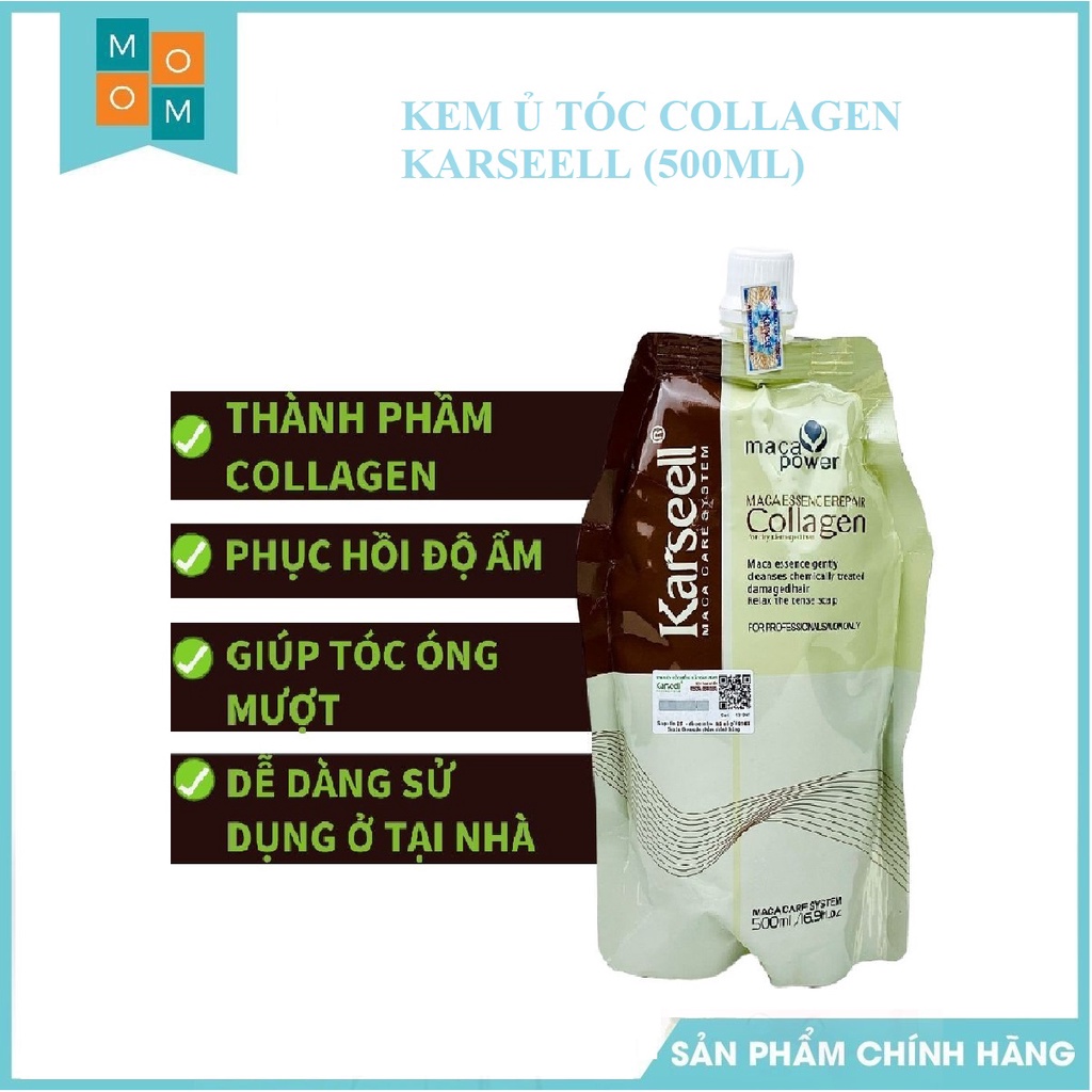 Kem ủ tóc Karseell Maca Power Collagen 500ml phục hồi hư tổn Hấp ủ tóc thẳng mượt bổ xung collagen LOẠI 1 CÓ TEM UT09