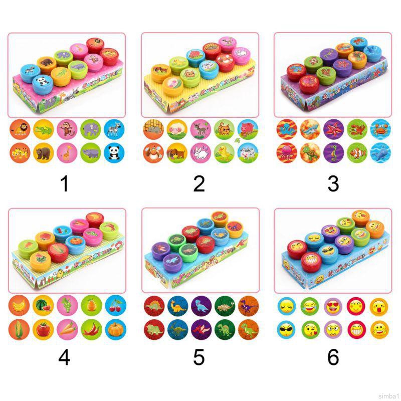 Set 10 Con Dấu Nhiều Kiểu Dáng Vui Nhộn Cho Bé