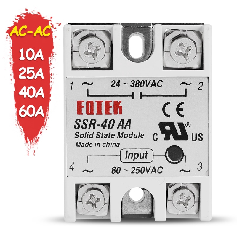 Rơ Le Trạng Thái Đơn 10A 25A 40A 60A AC-AC SSR-10AA SSR-25AA SSR-40AA SSR-60AA 80-250V 220V Đến 24-3