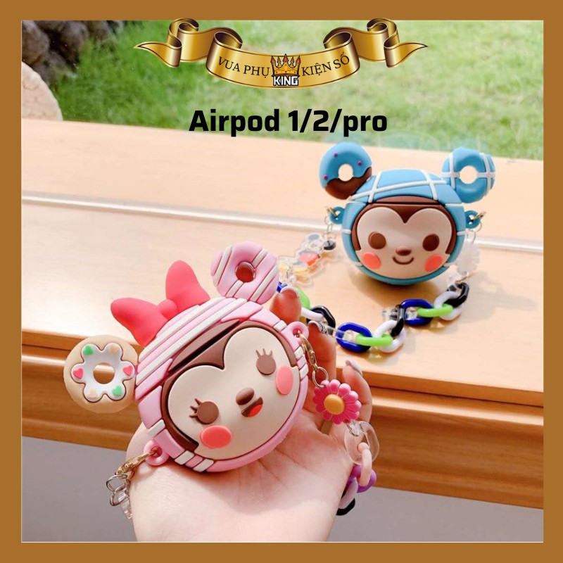 Bao airpod  vỏ airpod Mickey kèm quai xách