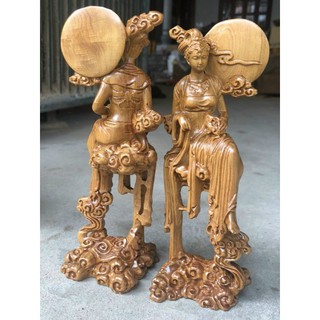 Tượng Tiên Nữ Hằng Nga Gỗ Bách Xanh - Tượng Gỗ Hằng Nga Phong Thủy
