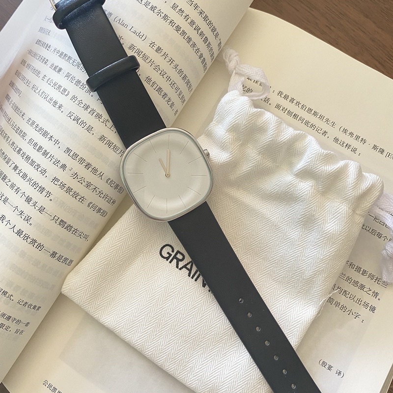 Đồng hồ nam nữ mặt vuông dây da kiểu dáng thời trang tuổi teen DH99 LOUSMORE