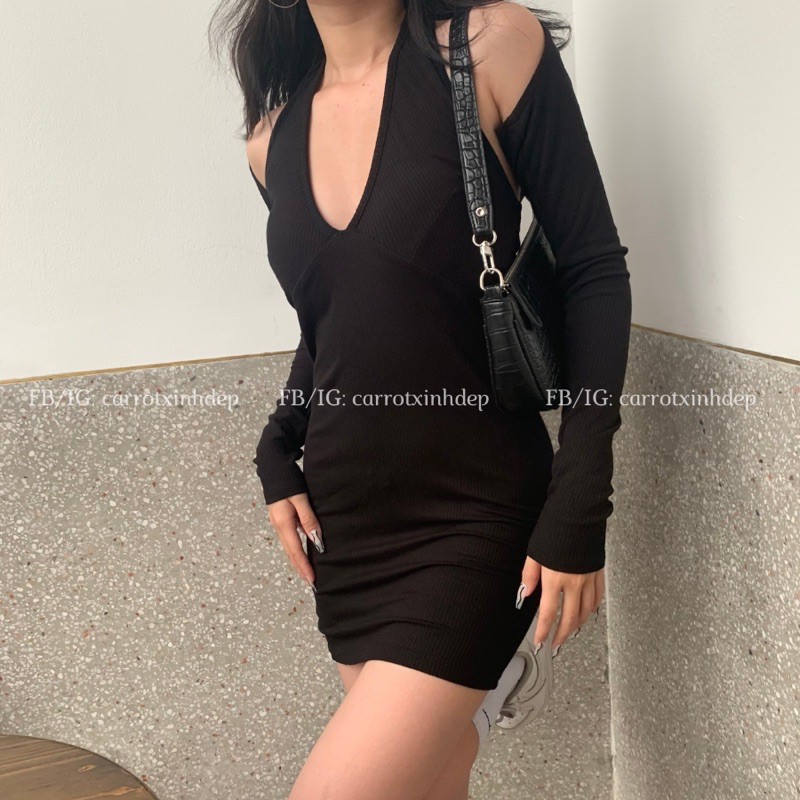 ĐẦM ĐEN TAY DÀI THÁO RỜI FREESIZE DƯỚI 55KG 💖💖💖 | BigBuy360 - bigbuy360.vn