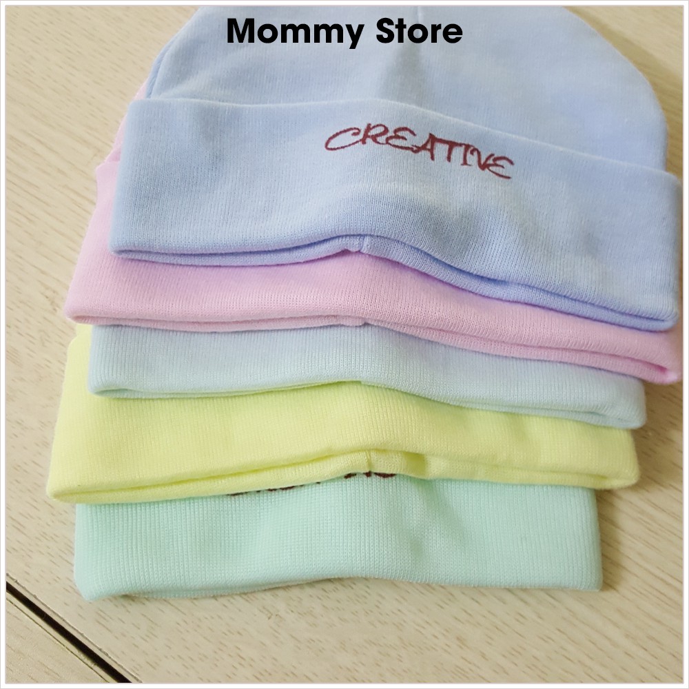 Mũ sơ sinh có tai 2 lớp chất liệu cotton mềm mại cho bé