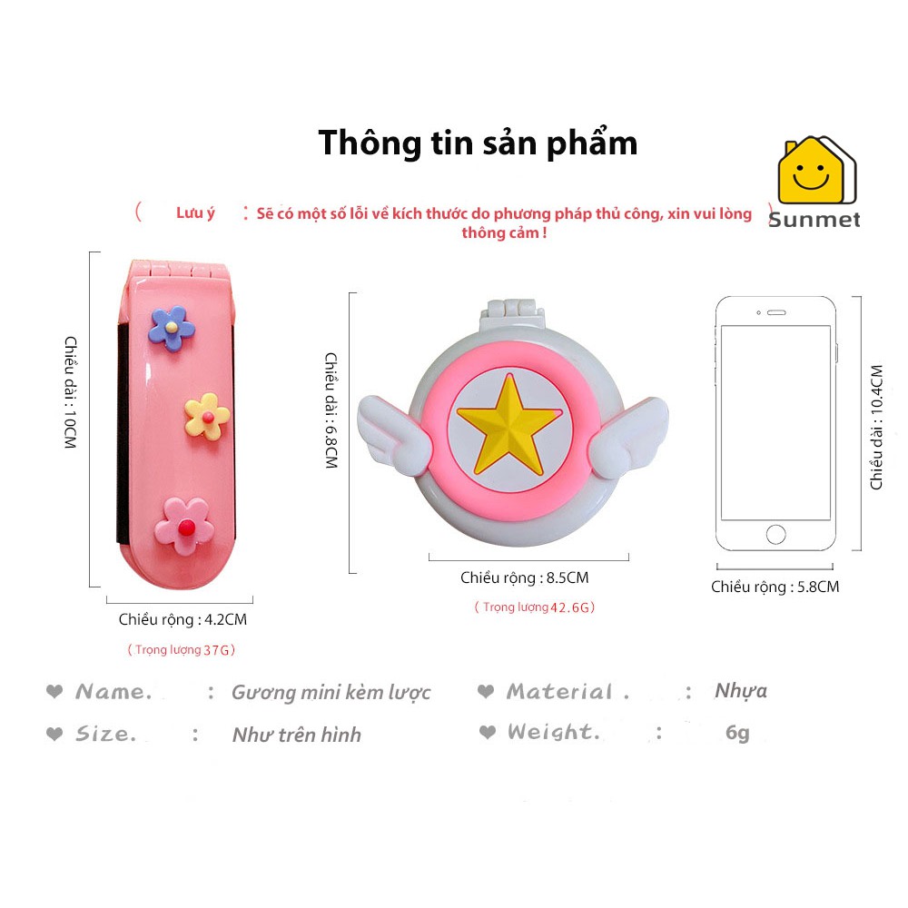 [ Xả Deal Sốc ] Gương Lược Mini Gấp Gọn Massage Cầm Tay Bỏ Túi Dễ Thương Tiện Lợi Khi Mang Theo Đa Năng Nữ Tính Xinh Xắn