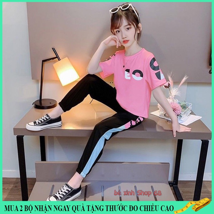 Bộ quần áo hè cho bé gái 14-45kg,bộ quần áo nữ từ 4-14 tuổi &quot;JUHT EO&quot; cá tính, thấm hút mồ hôi tốt, hàng may kỹ