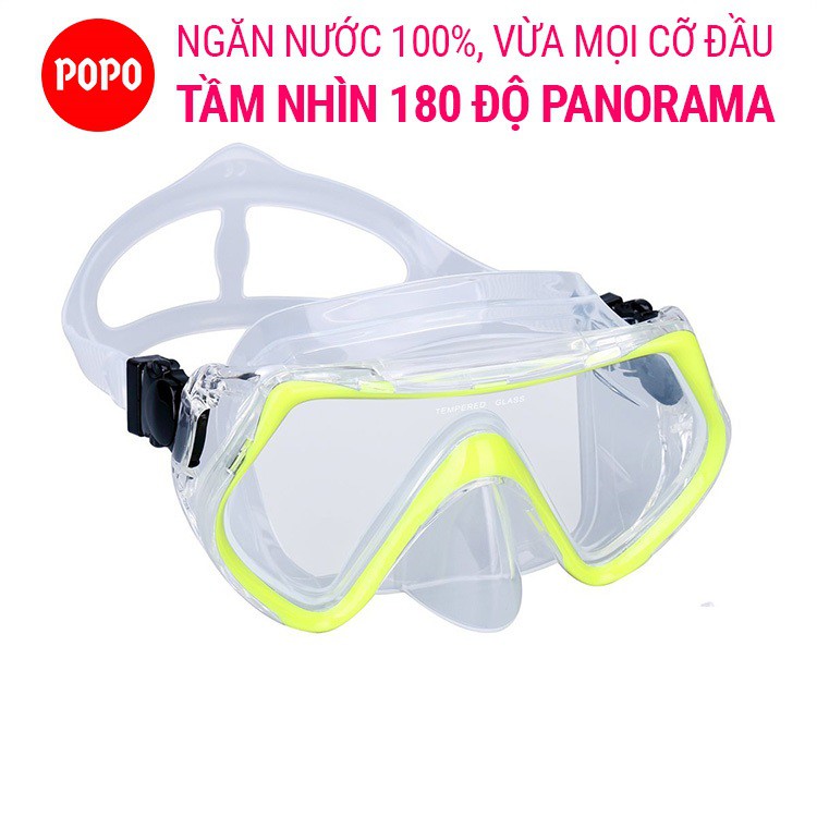 Kính lặn biển với góc nhìn 180 độ POPO mắt kính cường lực sử dụng khi ngắm san hô