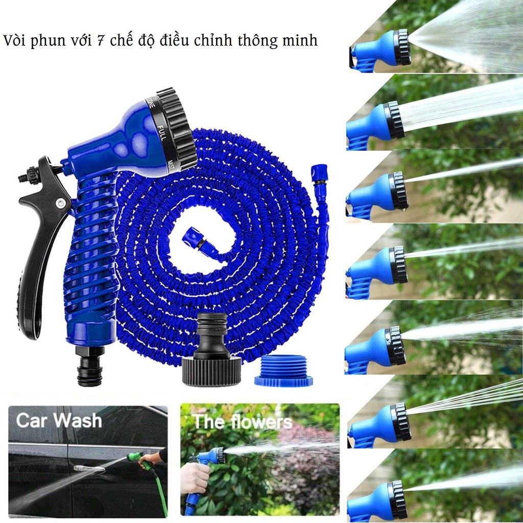 Vòi Xịt Rửa Thông Minh Giãn Nở 15m ,vòi Xịt Tăng Áp, Bộ vòi rửa xe, tưới cây giãn nở, Rửa Xe, Xịt Rửa Sân Vườn 7 chế độ&quot;