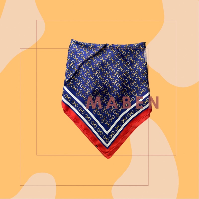 Khăn turban lụa vuông 70x70cm in hoa văn - Maben