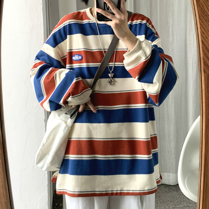 Áo thun dành cho cặp đôi Dài Tay Họa Tiết Sọc Ngang Thời Trang Dành Cho Nam