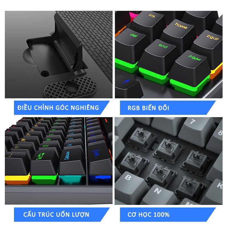 Bàn phím cơ gaming SIDOTECH TKL 87 key và Full Size 104 key LED RGB chuyên chơi game Esport - Hàng chính hãng