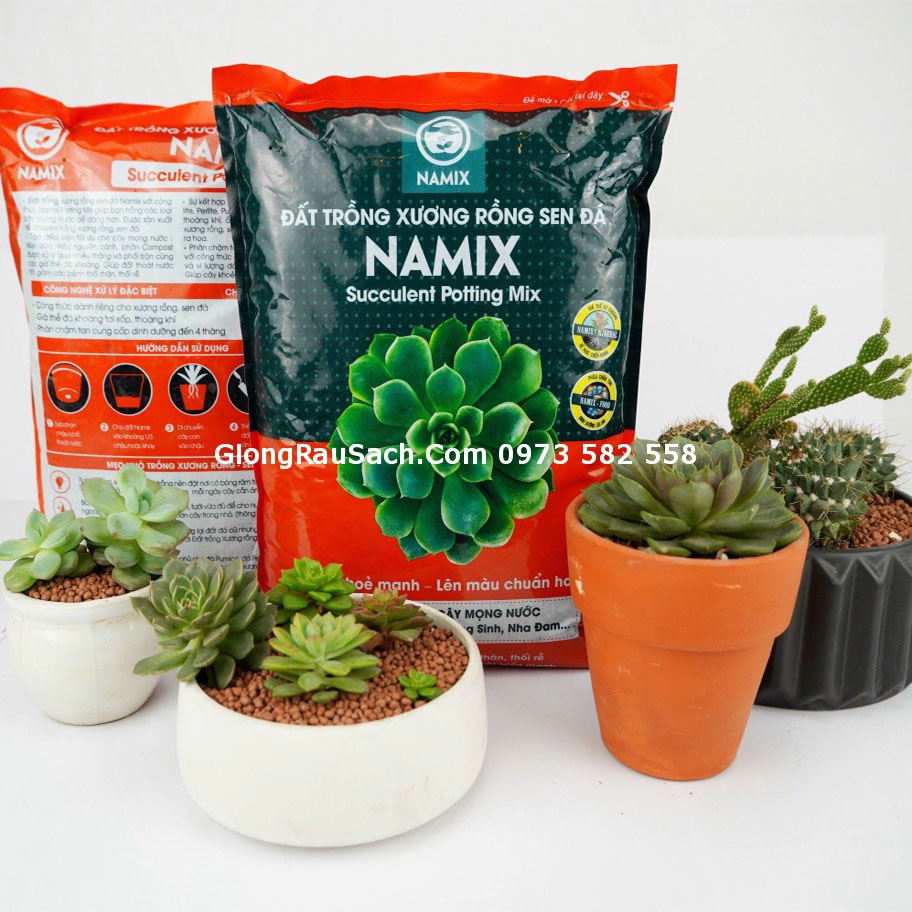 Đất Trồng Sen Đá Xương Rồng NaMix 3kg Cung cấp dinh dưỡng đến 4 tháng cho cây