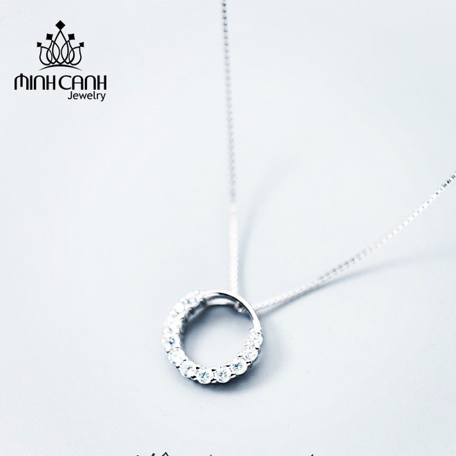 Dây Chuyền Bạc Nữ Minh Canh Jewelry - Mặt Tròn Đính Đá Viền