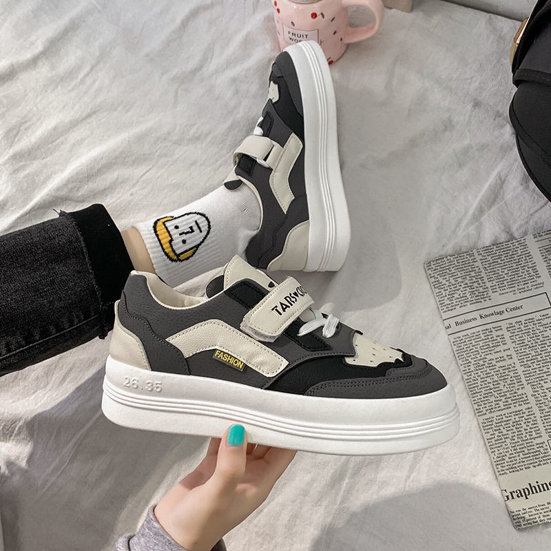 Giày thể thao nữ ulzzang học sinh hàn quốc mũi tròn siêu cute đế cao 5cm - Giày sneaker nữ học sinh dễ thương cá tính