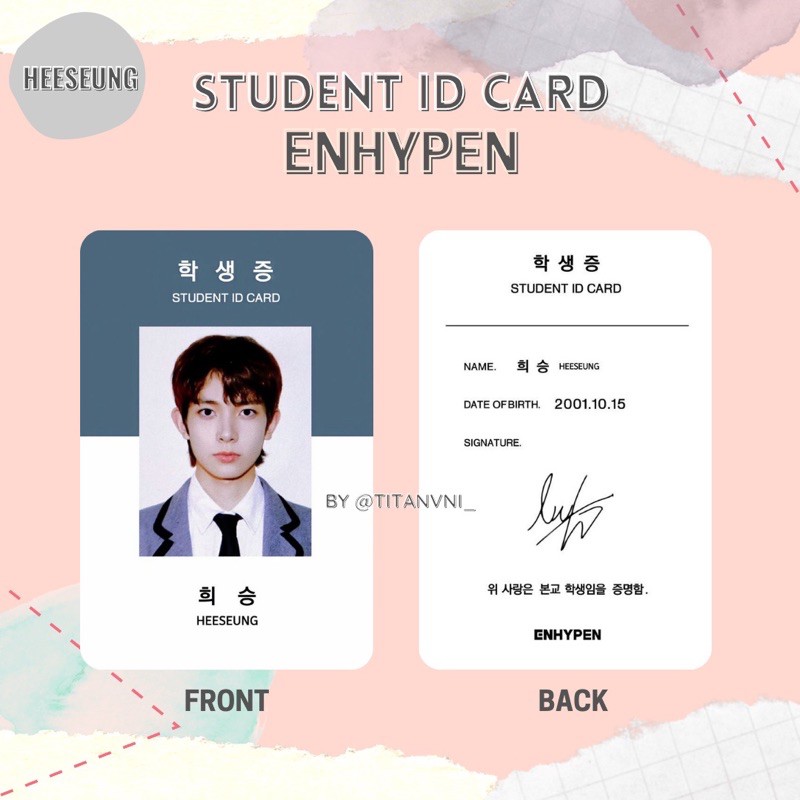 Thẻ ID Enhypen STUDENT