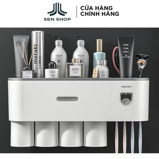 Giá kệ để đồ phòng tắm treo bàn chải đánh răng kèm 2/3/4 cốc cao cấp, không cần khoan tường OENON 9373