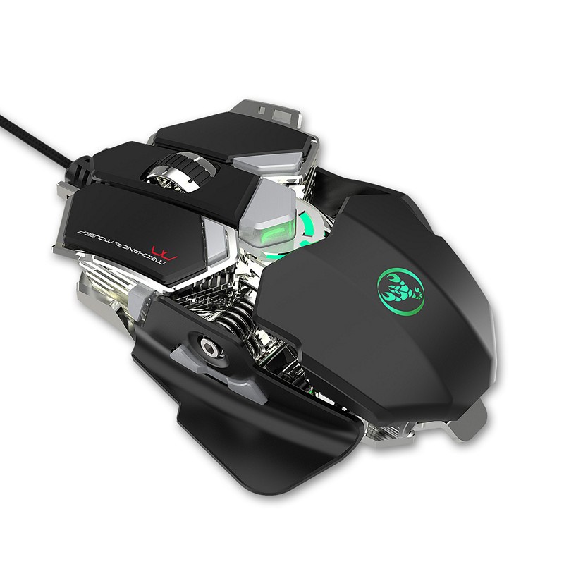 Chuột cơ gaming led RGB 6400DPI - J600 Black mechanical Gaming mouse