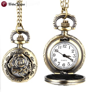 Đồng hồ quả quýt chạm khắc tinh xảo hình bông hoa phong cách vintage