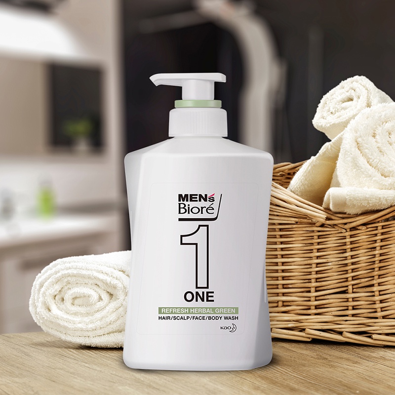 Sữa Tắm - Gội - Rửa Mặt Men's Bioré Hương Thảo Mộc 480ml Hair/ Scalp/ Face/ Body Wash - Refresh Herbal Green