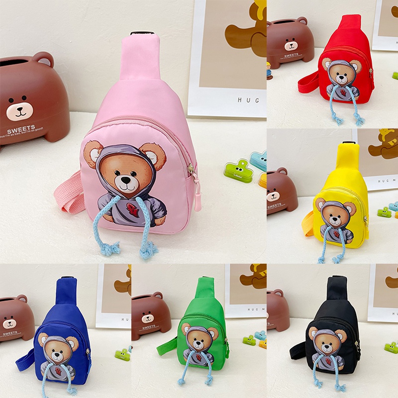 Túi Đeo Chéo Dây Rút In Hình Gấu Hoạt Hình Phong Cách Hàn Quốc Dễ Phối Đồ Dành Cho Bé Trai Và Bé Gái