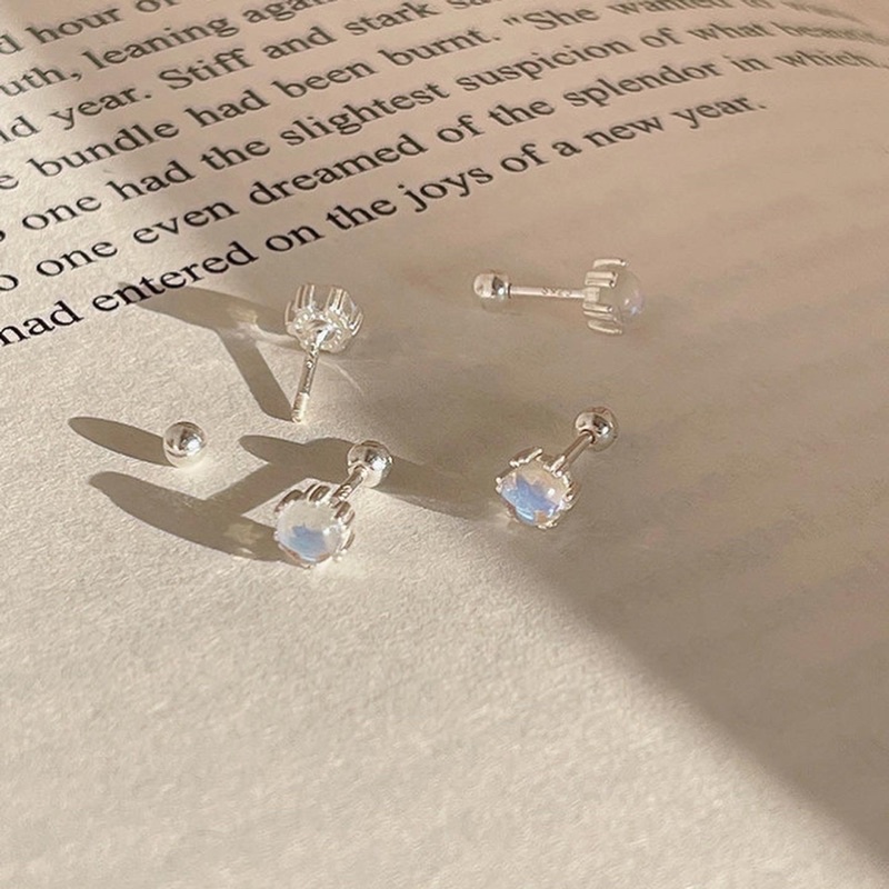 /velvetpink.acc/ Khuyên tai chốt bi vặn tròn hologram