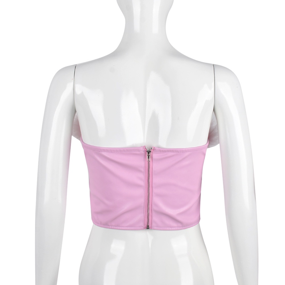 Áo Ống Bằng Da Pu Lót Lông Cừu Thiết Kế Quyến Rũ Dành Cho Nữ