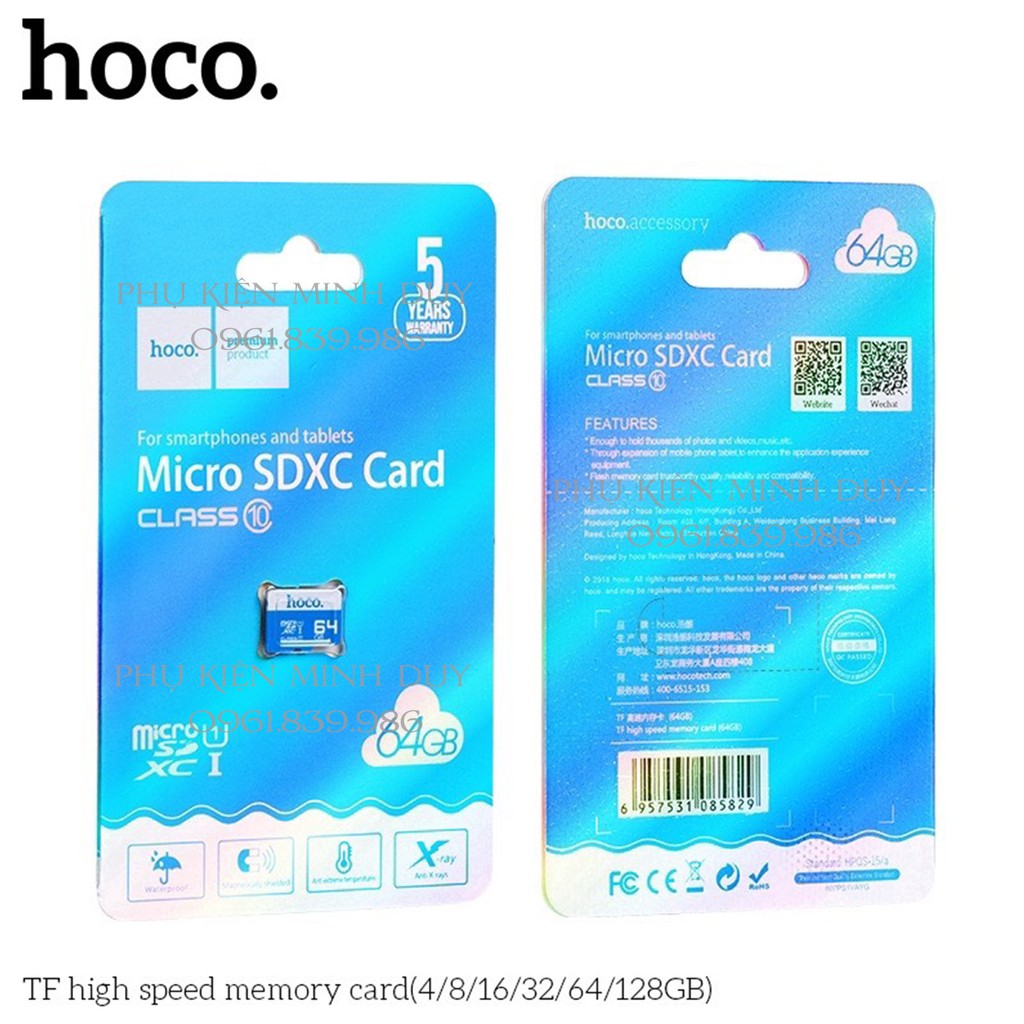 Thẻ nhớ Hoco tốc độ cao Class 10 dung lượng 4/8/16/32/64/128Gb (Bảo hành chính hãng 5 năm) | BigBuy360 - bigbuy360.vn