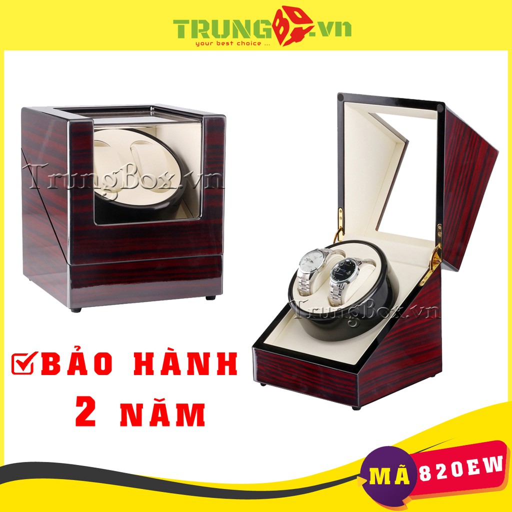 Hộp Lắc Đồng Hồ Cơ 2 Xoay Vỏ Gỗ Sơn Mài - Mã 820EW